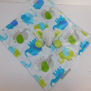 Blankets & Beyond Gray Blue Green Elephant Security Blanket Lovey Paci Holder